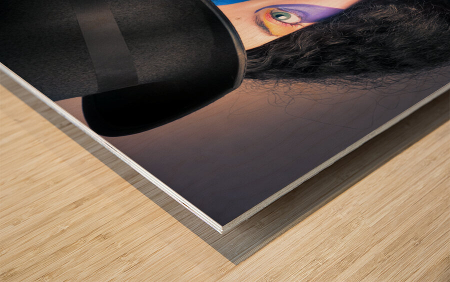 Beautiful high fashion woman in creative makeup Wood print