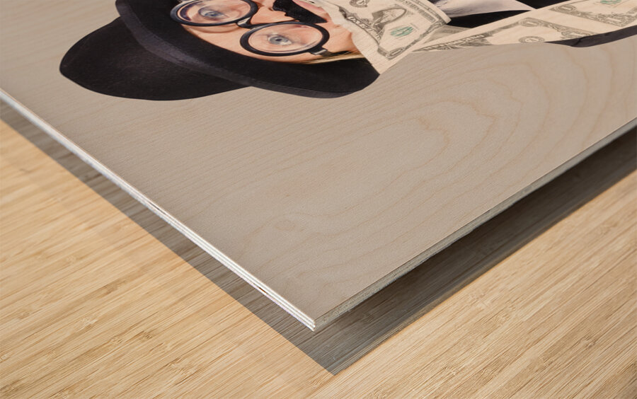 Woman wrapped in money Wood print