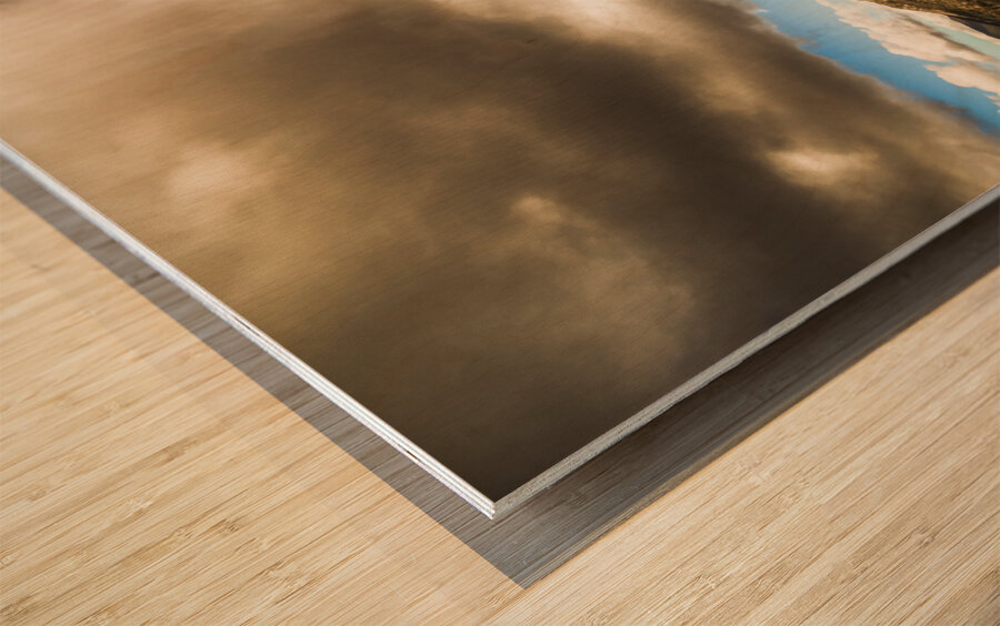 Cloudy country road Wood print