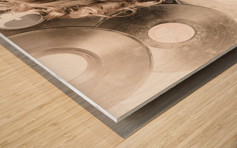 Retro pin-up woman with rocking hairstyle Wood print