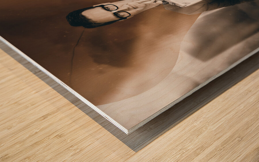 Super hero business man with Investment returns Wood print