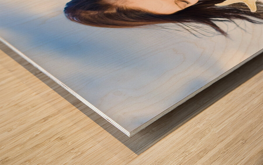 Woman Holding Star Fish Cocktail Wood print