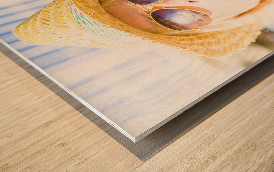 Face Of A Woman In Sunglasses On Holiday Wood print