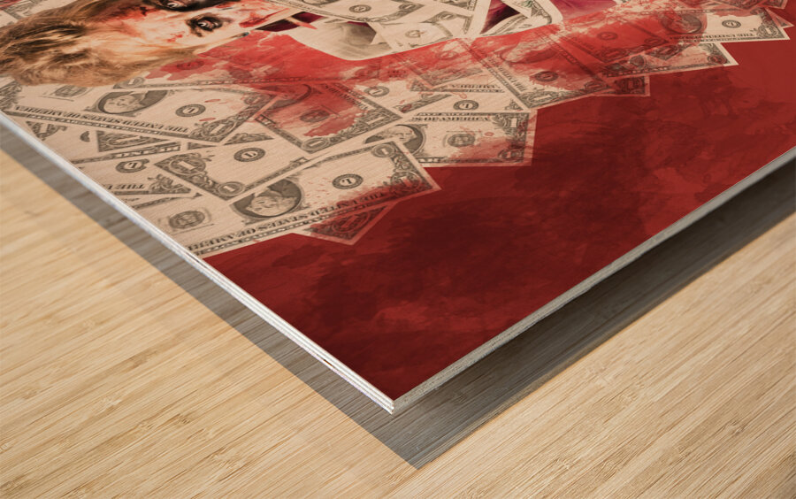 Zombie tied up in financial debt. Dead money Wood print
