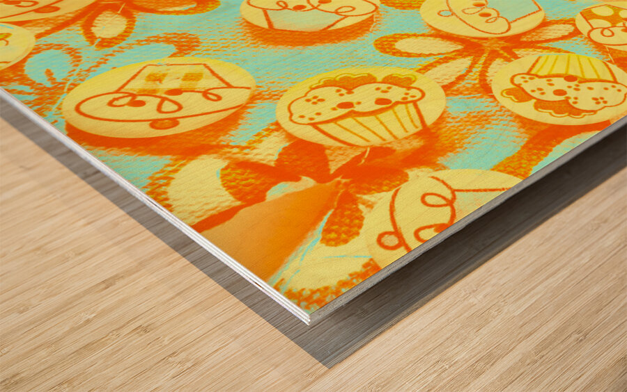 Buttercake buttons Wood print