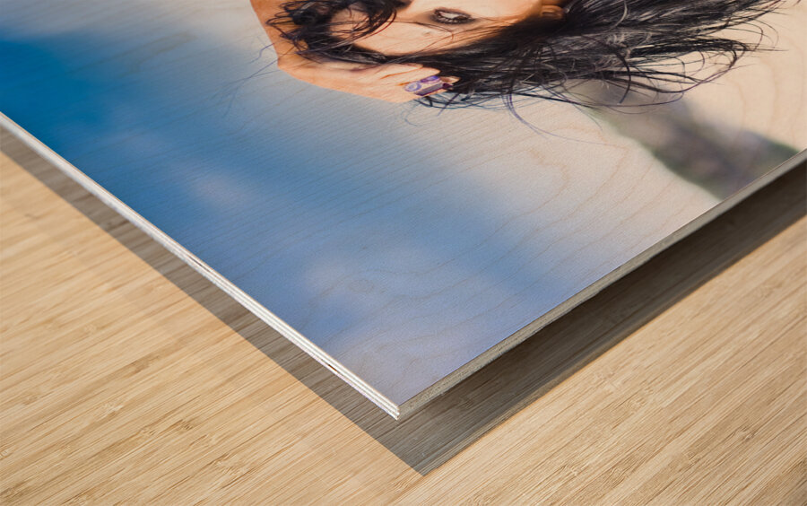 Girl Relaxing On Beach Wood print