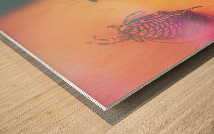 Play act of a puppet clown performing a sad mime Wood print