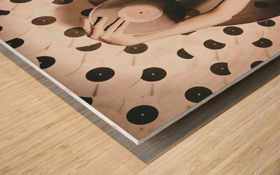 Pinup DJ rocking around the clock  Wood print