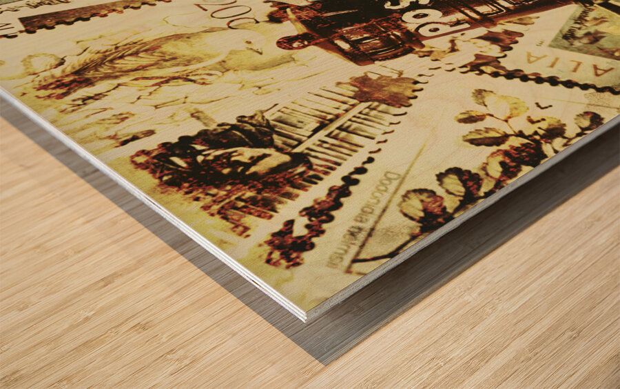 The vintage postage card Wood print