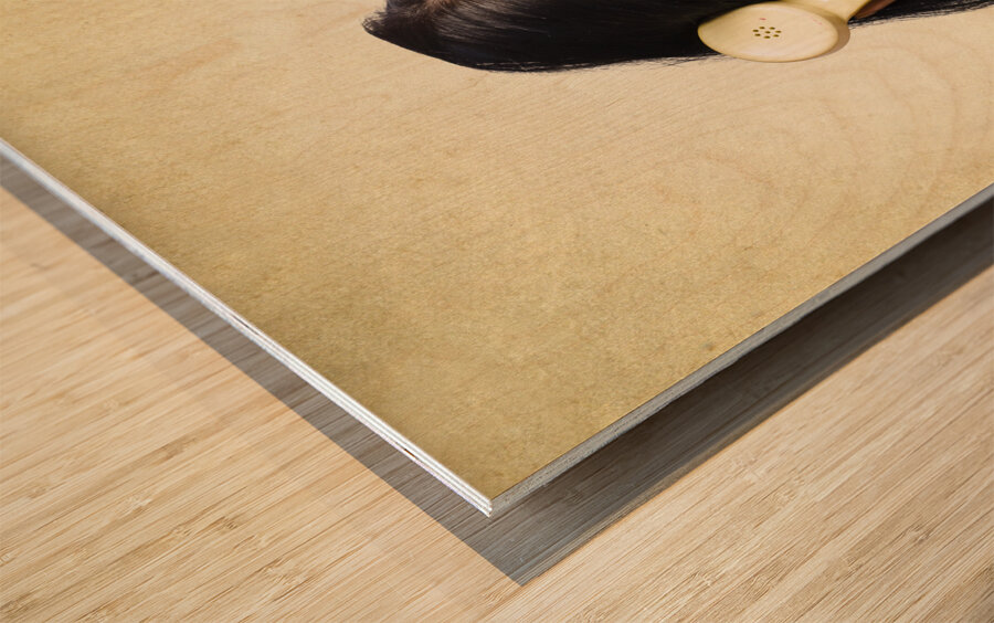 Funny zombie employee with dead phone line Wood print