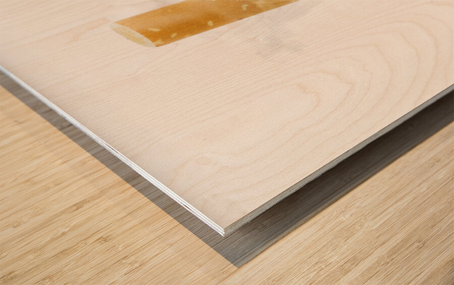 Quit smoking with stubbed out cigarette on white Wood print