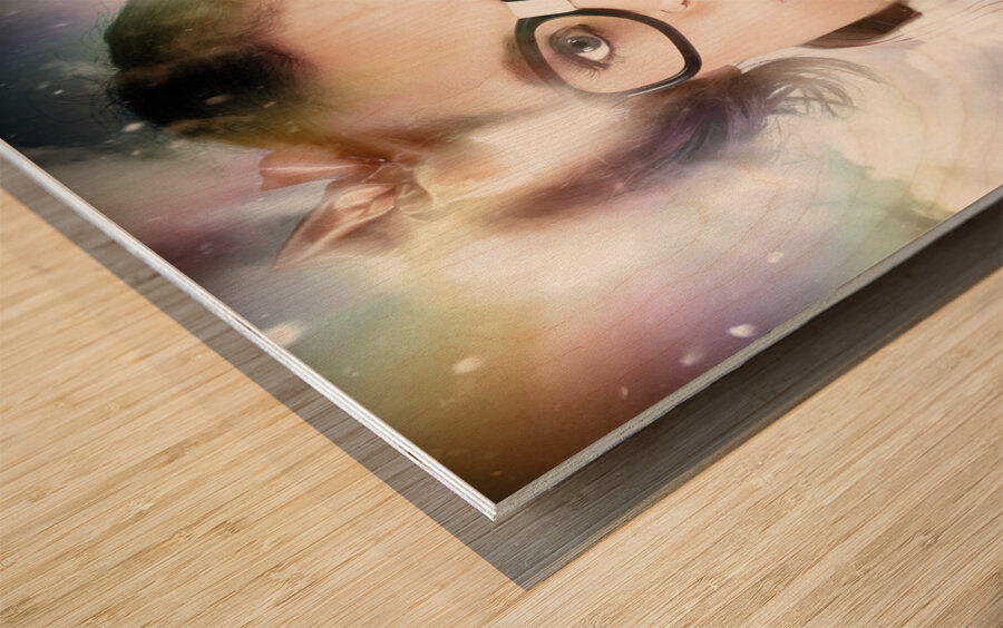 Technology Smart Woman Using Cloud Computing Wood print