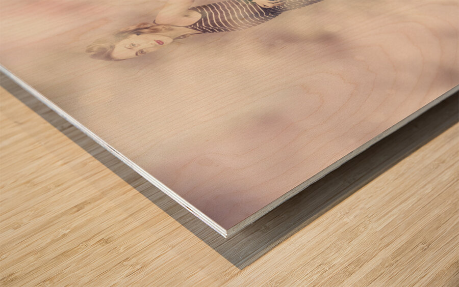 Posh retro fashion pinup Wood print