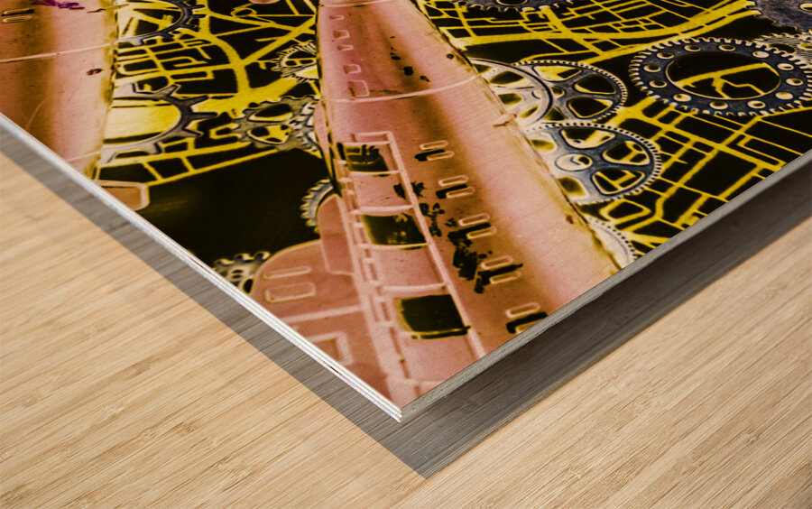 Mechanised waters  Wood print