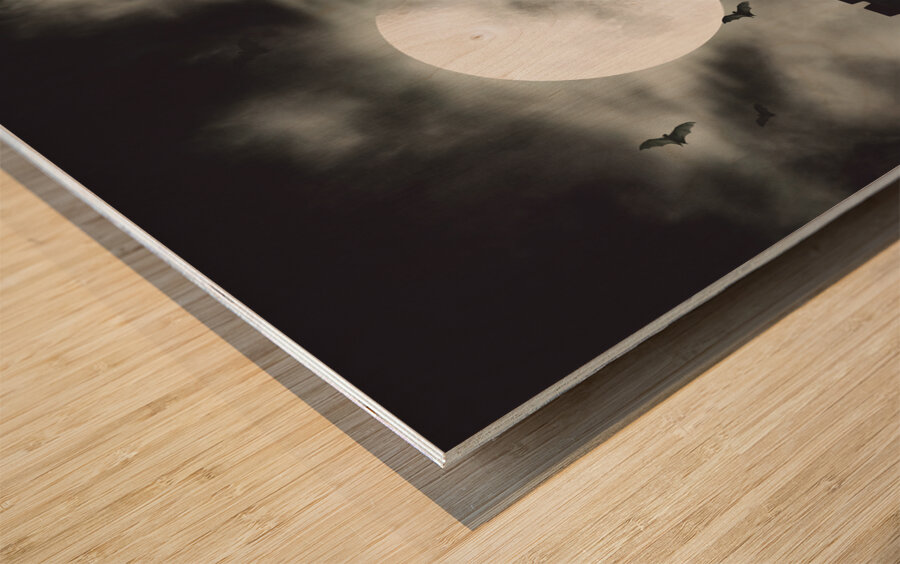 Haunted dark castle Wood print