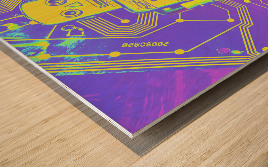 Comic circuitry robots Wood print