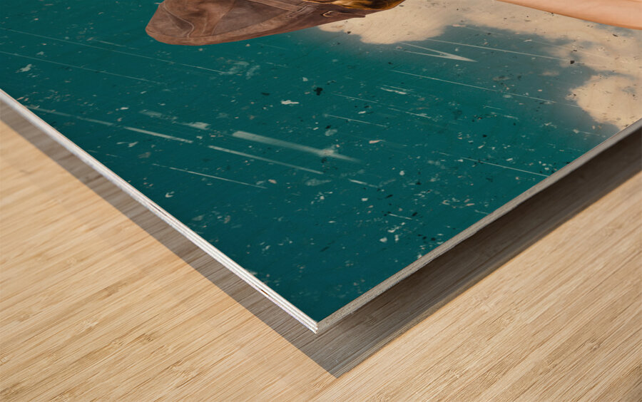 Pretty vintage female pin up pilot. Travel ready Wood print