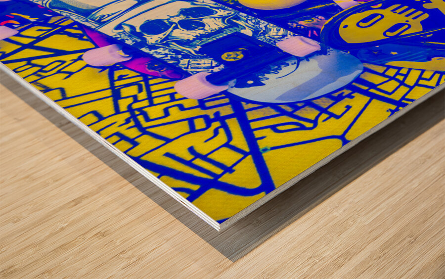 Urban skater pileup  Wood print