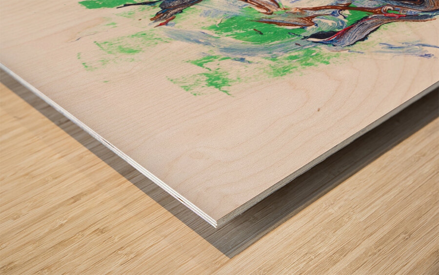 Abstract painting. Division is their narrative Wood print