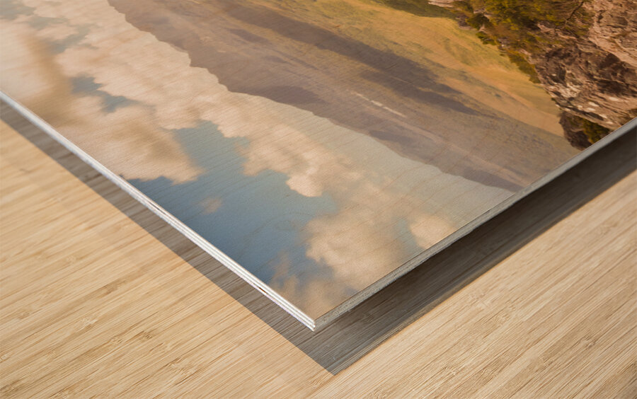 Mountain valley landscape Wood print