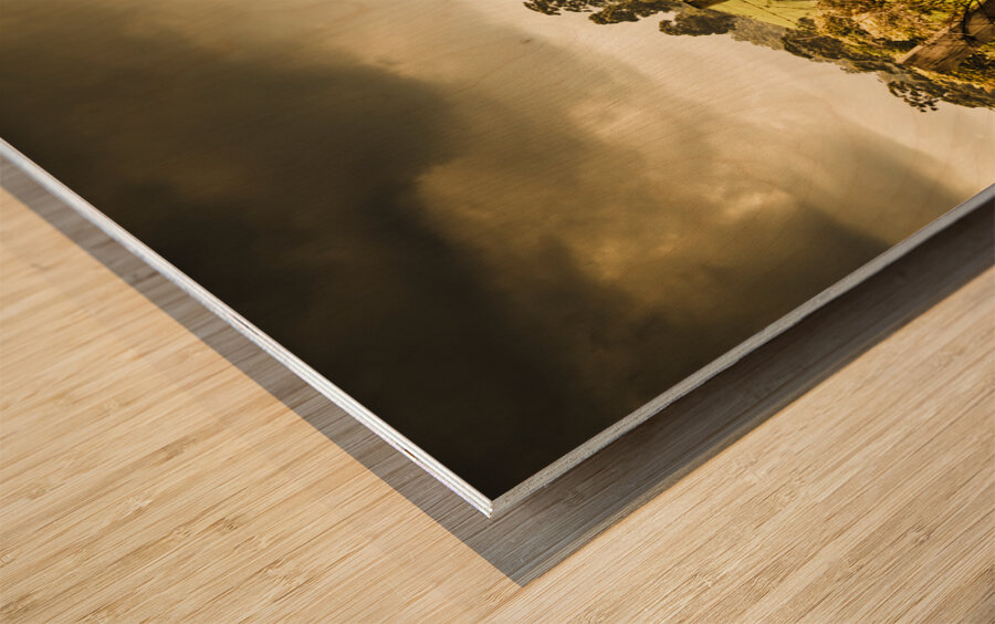 Colourful fields and farmyards Wood print