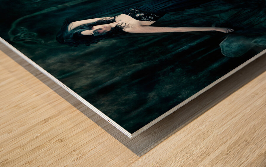 Moody portrait of an elegant mysterious woman Wood print