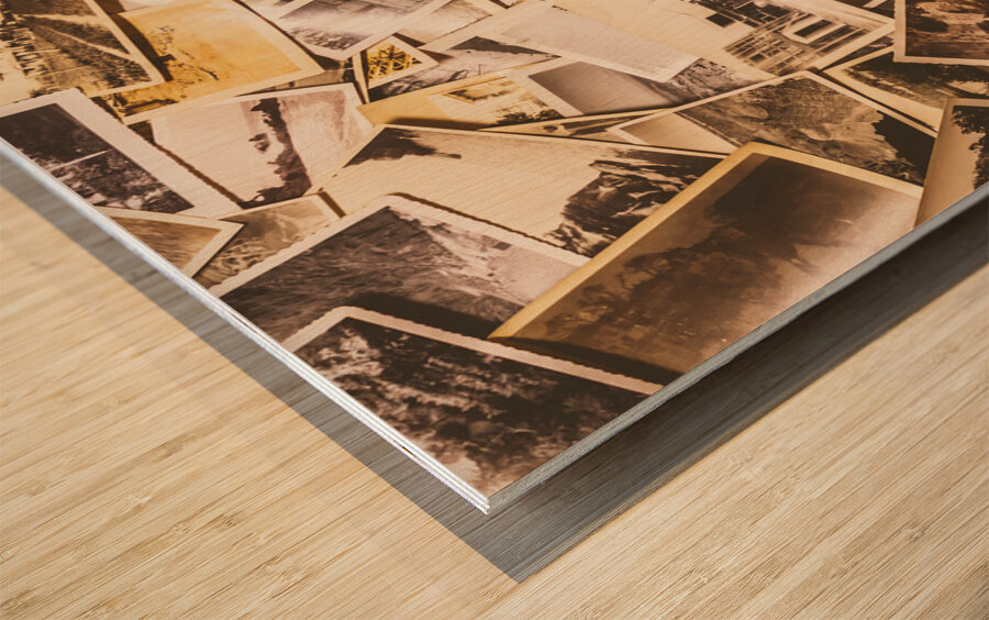 Pile of many instant photos  Wood print