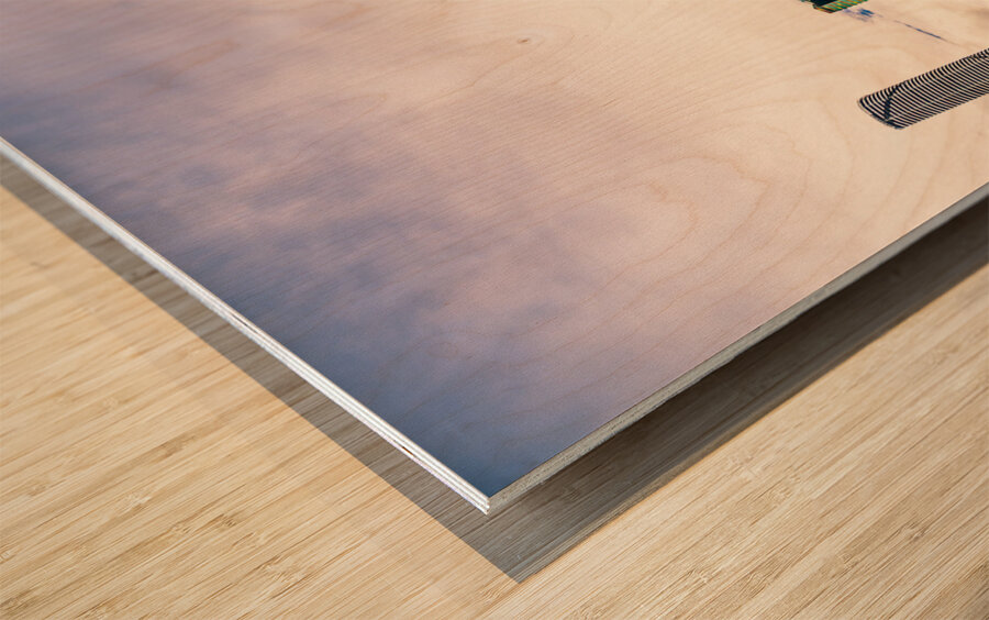 Neon reflections Wood print