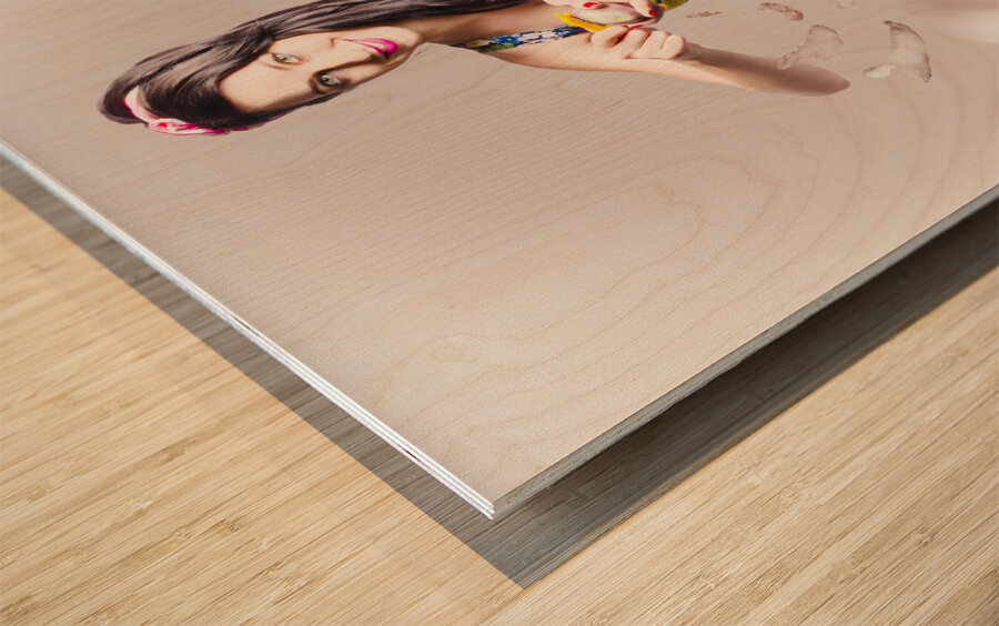 Baking pin up cook Wood print