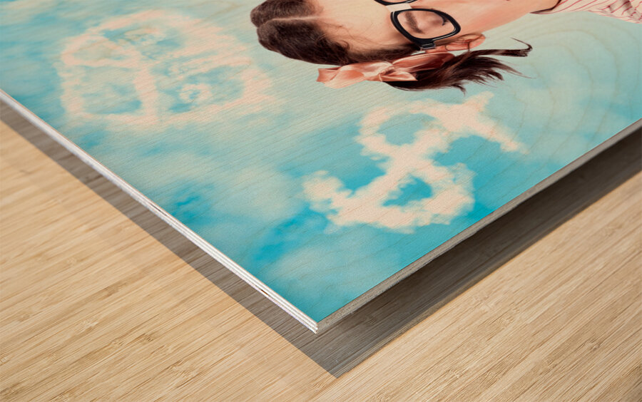 Business Woman In A Money House And Love Dream Wood print