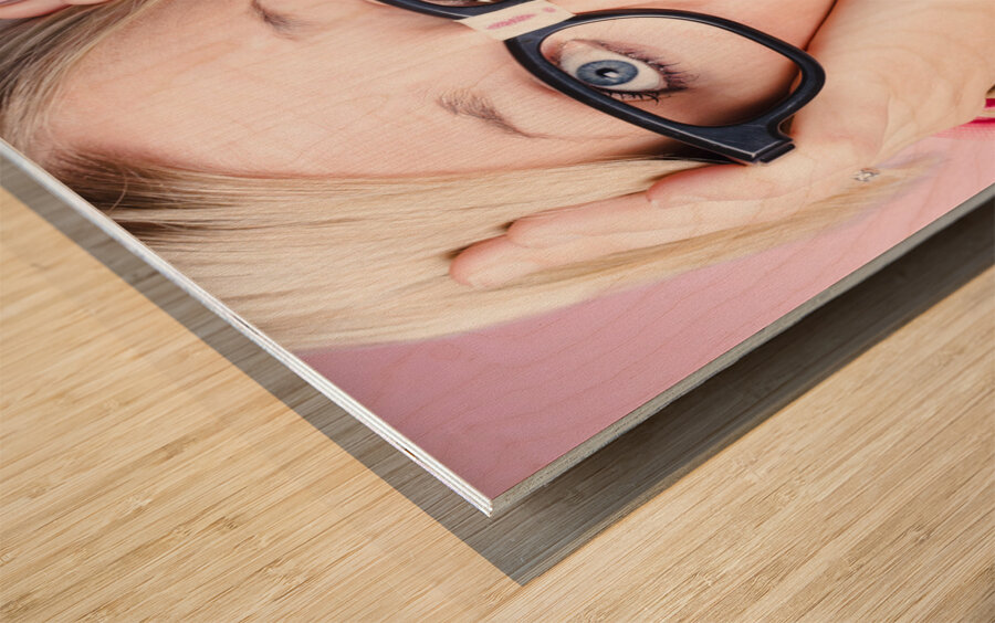 Hysterical business woman having panic attack Wood print