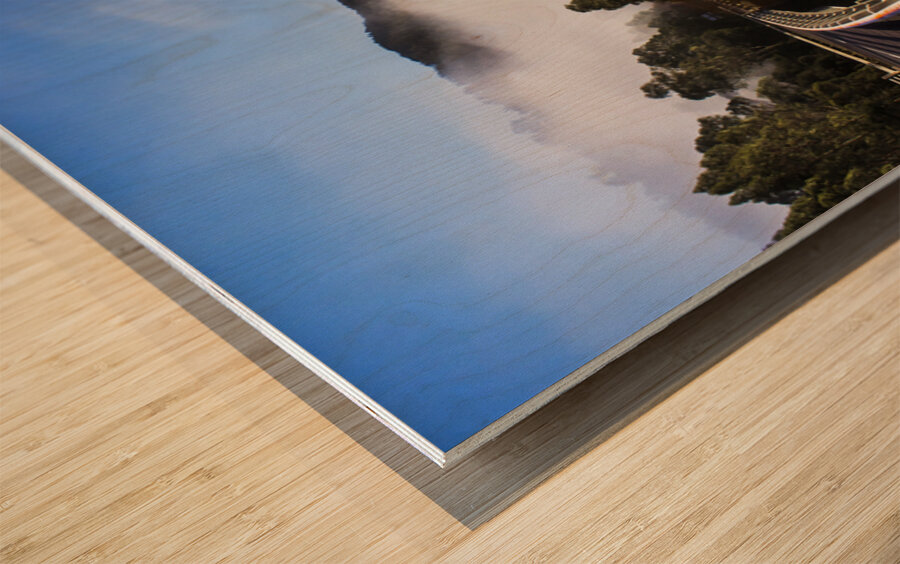 Early morning mist on Lake Rosebery Tasmania Wood print