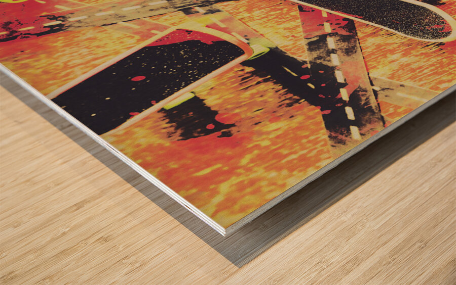 Grunge skate art Wood print