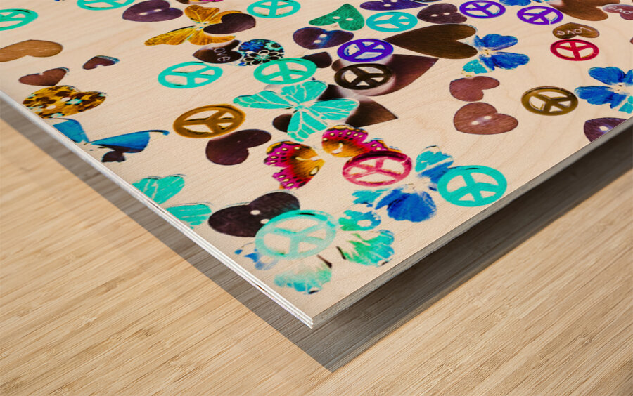 Rainbow love Wood print