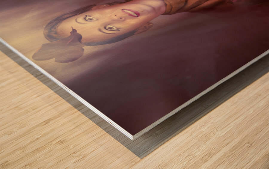 Beautiful Romantic Woman In A Dark Autumn Forest Wood print