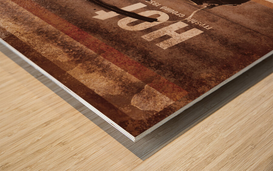 Fine art coffee shop tin sign insignia Wood print