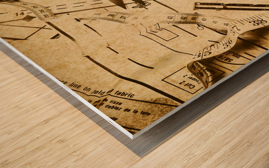 In fashion of vintage sewing Wood print