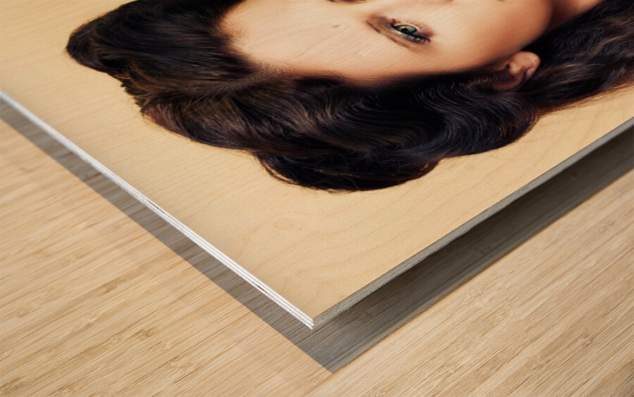 Retro Portrait Of A Young Brunette Beauty Wood print