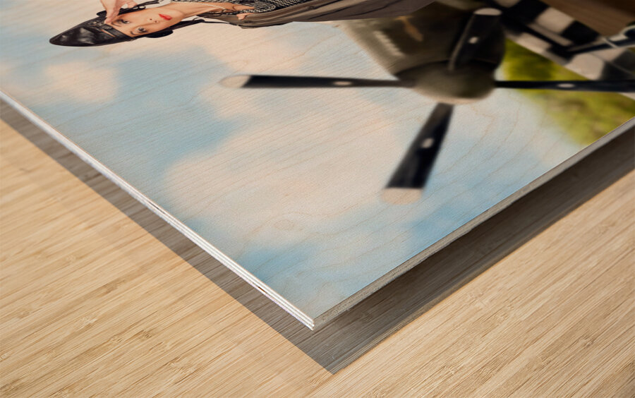 40s military pin up girl. Air force style Wood print