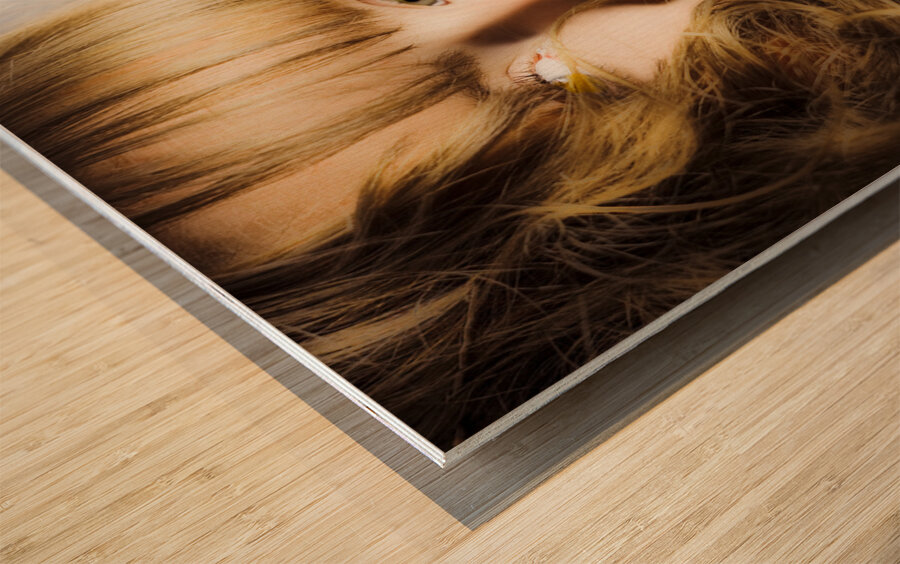 Woman with beautiful wavy hair Wood print