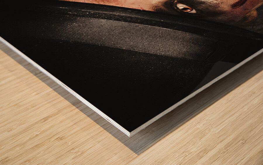 Dark face of fear. Fright night Wood print