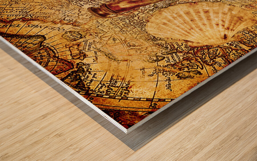 Nostalgia in a nautical ocean adventure Wood print