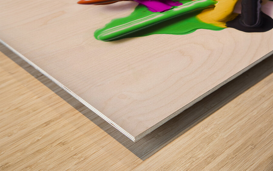 Modern rainbow art Wood print