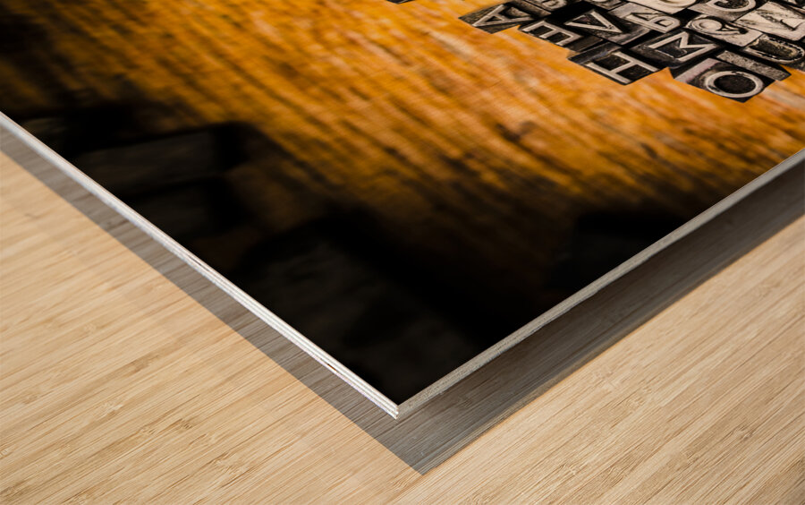 Retro typesetting in print Wood print