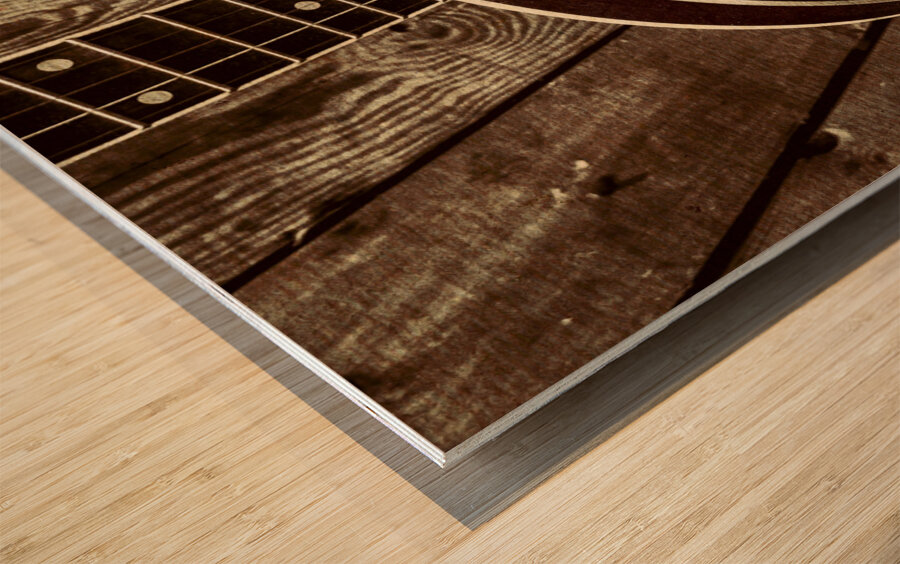 Vintage banjo barn dance Wood print