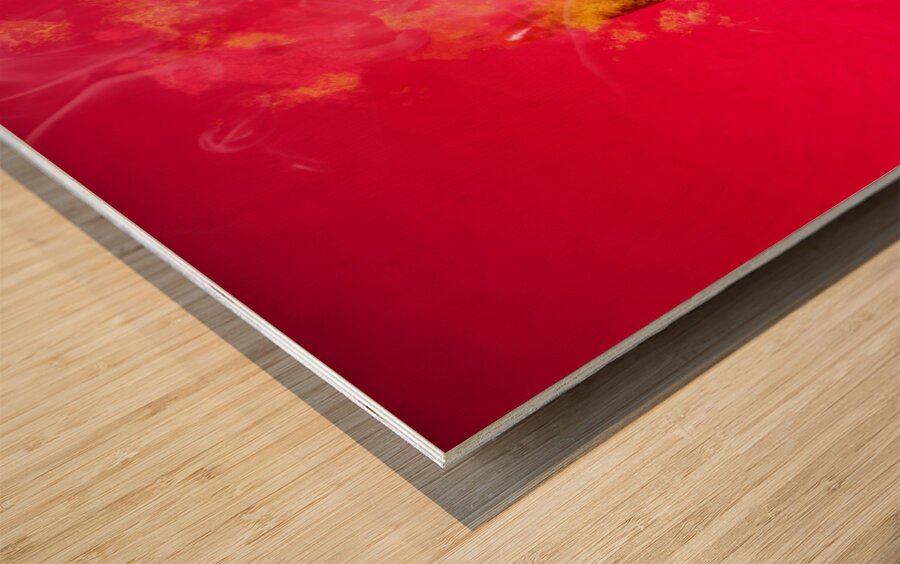 Burning red hot chili pepper. Mexican food Wood print