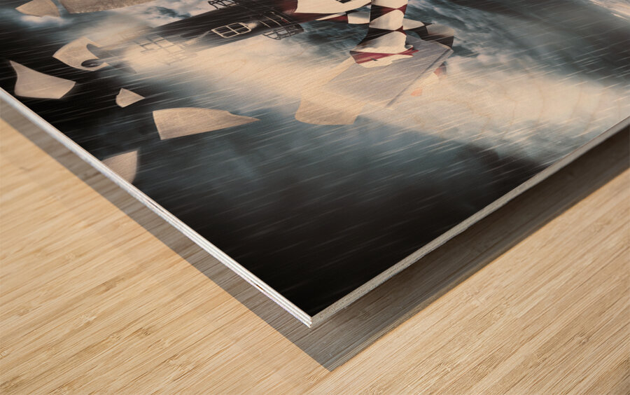 The Lighthouse And The Fishermans Tale Wood print