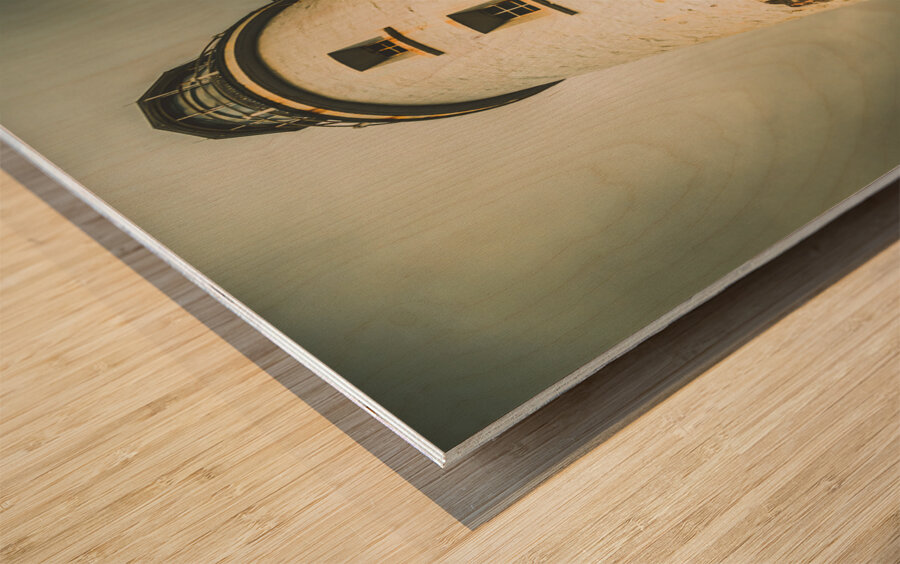 Dark dramatic lighthouse Wood print