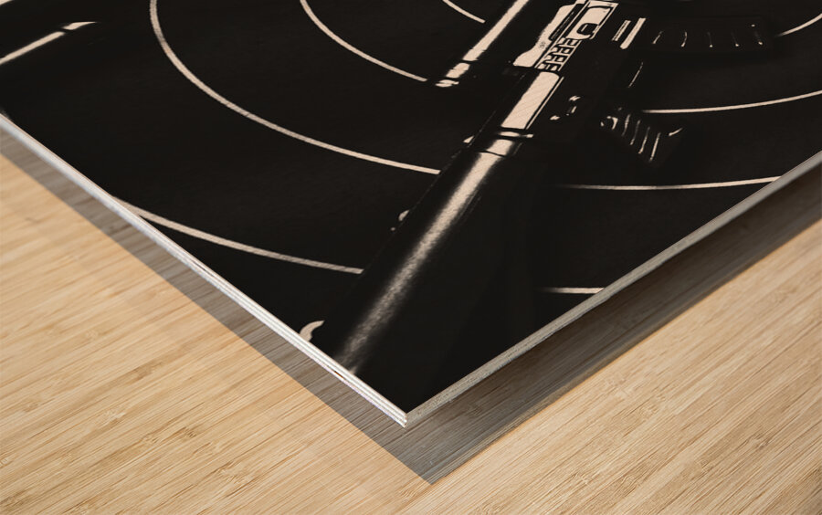 Black and white military marksman  Wood print