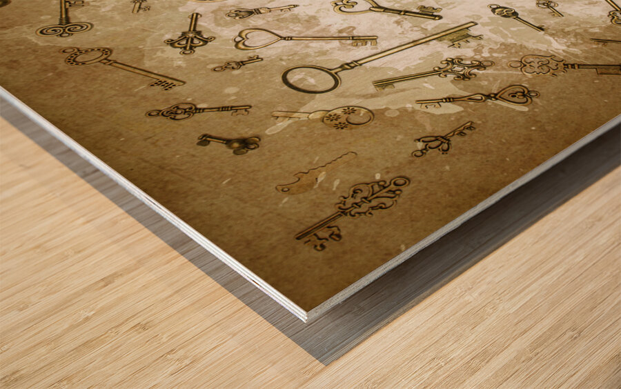 Milk and keys abstract still life Wood print